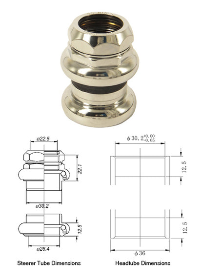 Tange Seiki Levin CDS Threaded Headset C.P. in Silver. 1"